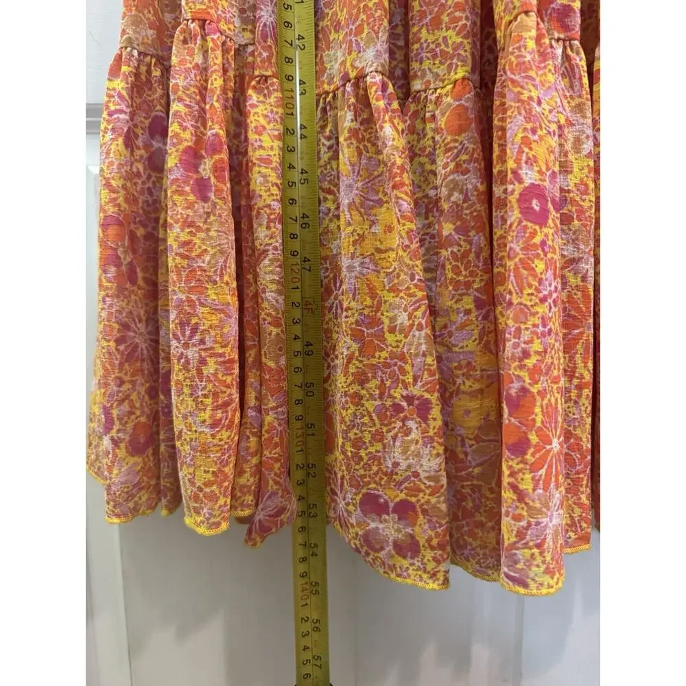 Free People Feeling Groovy Maxi Dress M Orange Floral Boho Medium - Picture 7 of 8